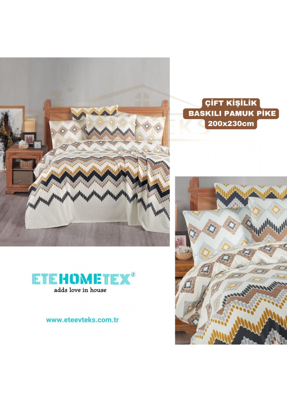 ETEHOMETEX ÇİFT KİŞİLİK BASKILI PAMUK PİKE COZA 8696474231840 ETEHOMETEX ÇİFT KİŞİLİK BASKILI PAMUK PİKE COZA 8696474231840